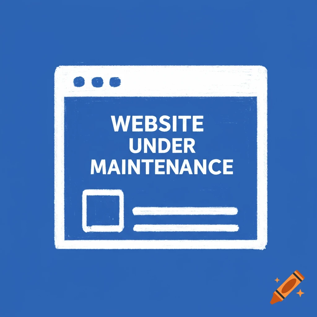 Website under maintenance with white and blue colors