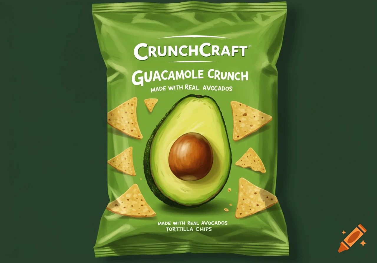 Realistic Crunchcraft guacamole crunch chip bag
