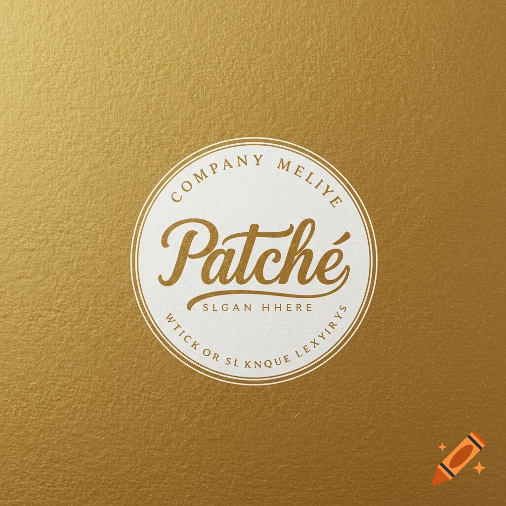 Patché logo in a gold and white sticker with 'sticking to luxury' slogan