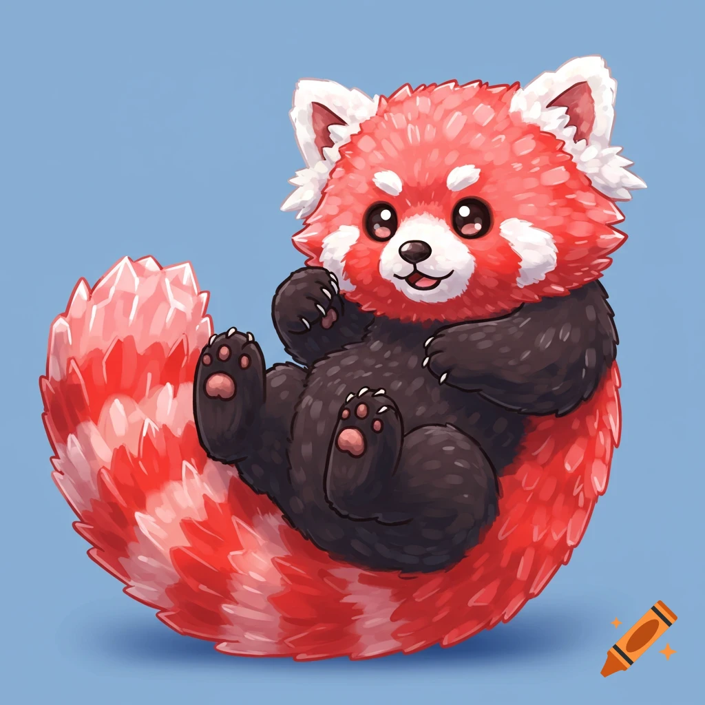 Cute red panda made of rock candy