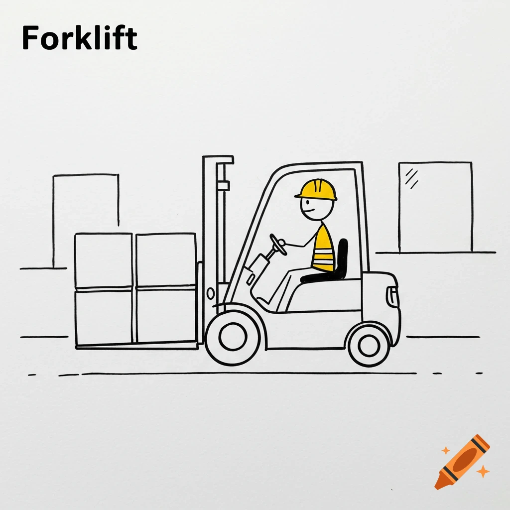 Stick figure drawing for forklift safety video