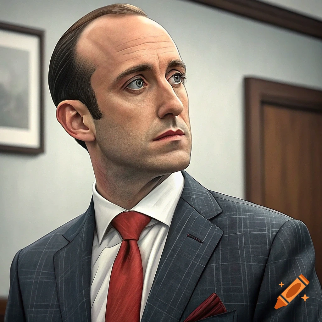 Close-up portrait of a man in a suit and red tie, looking to the side