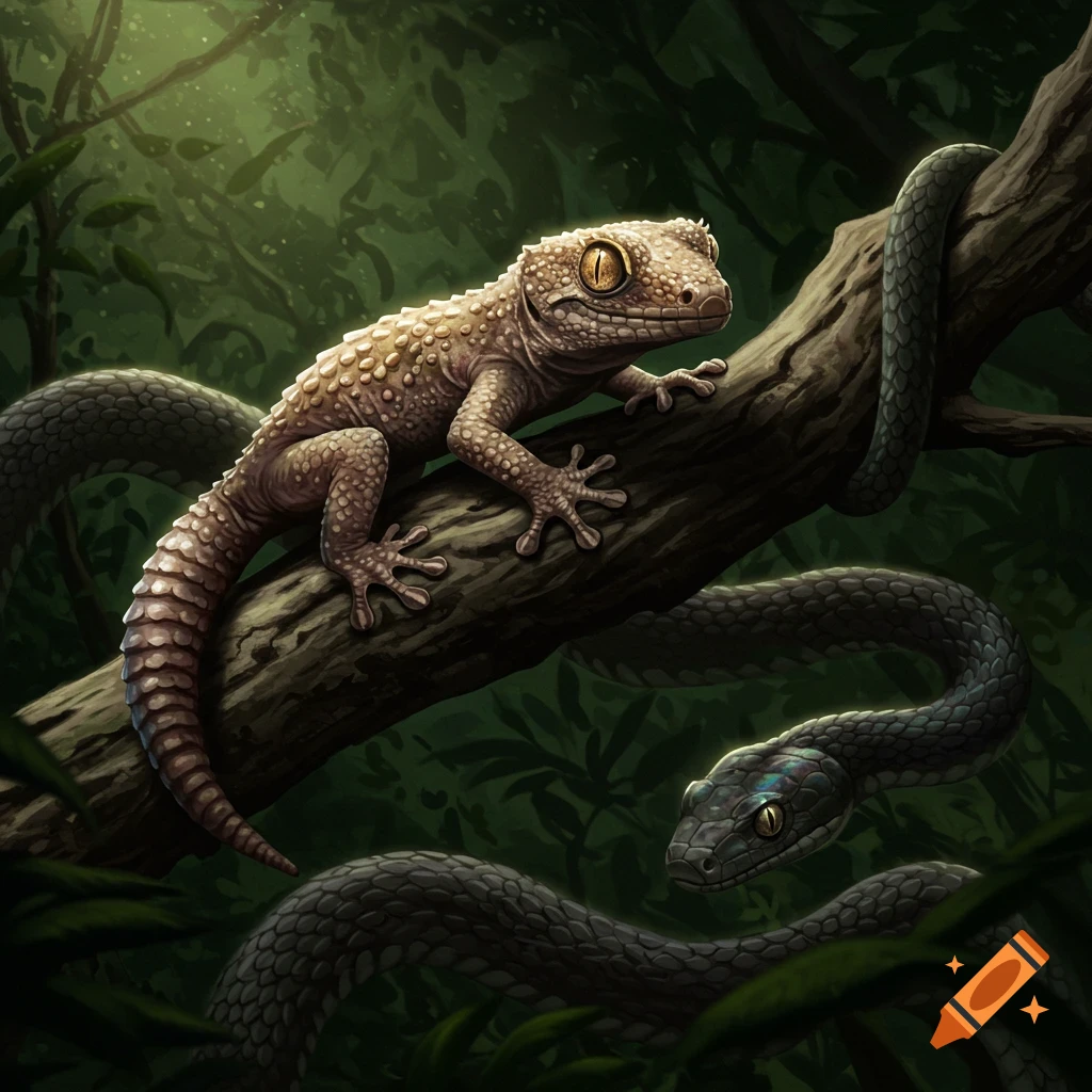 Gecko being chased