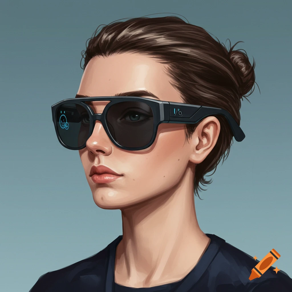 Illustration of a person wearing smart glasses.