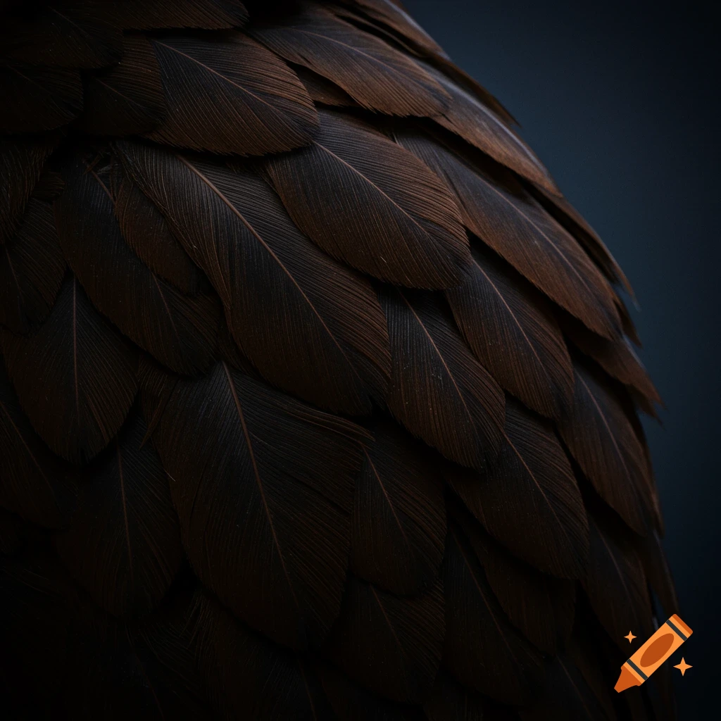 Close-up texture of dark brown feathers