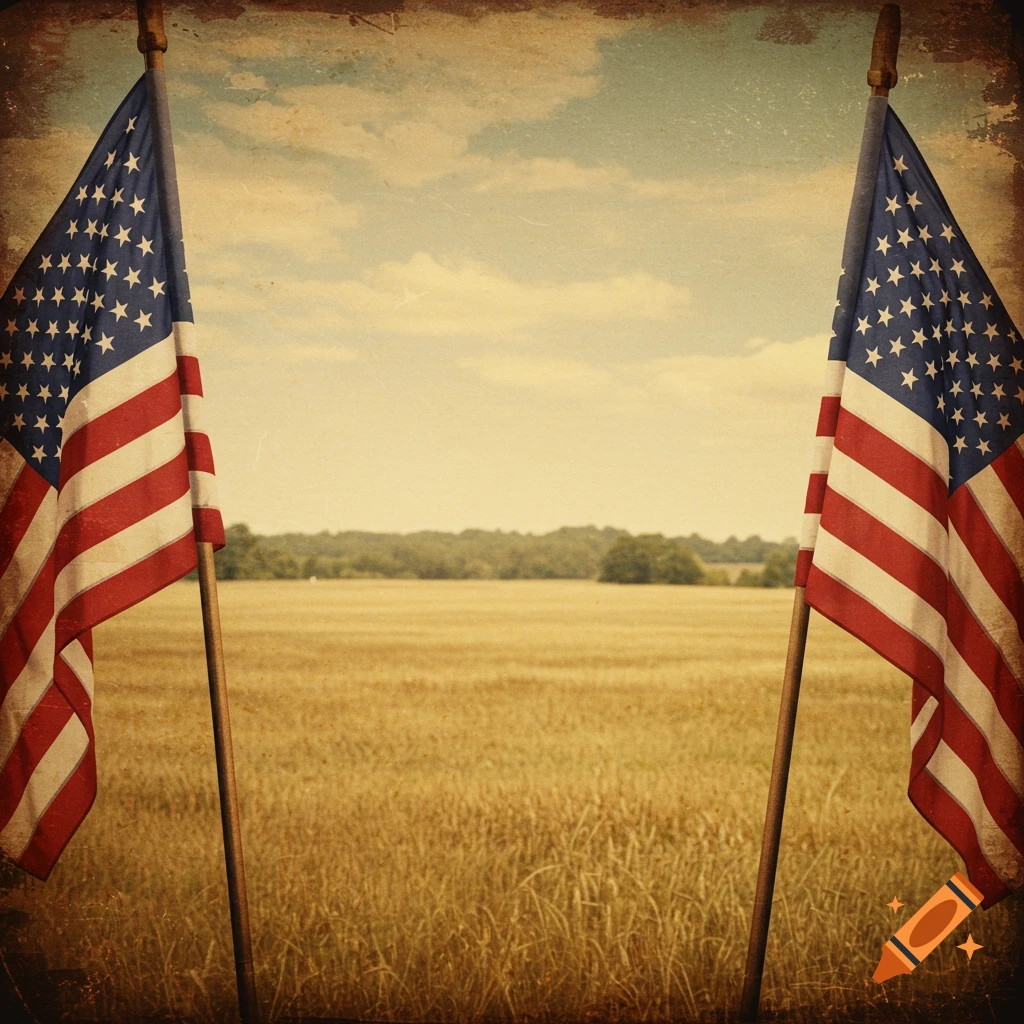 American flags background with rusty texture