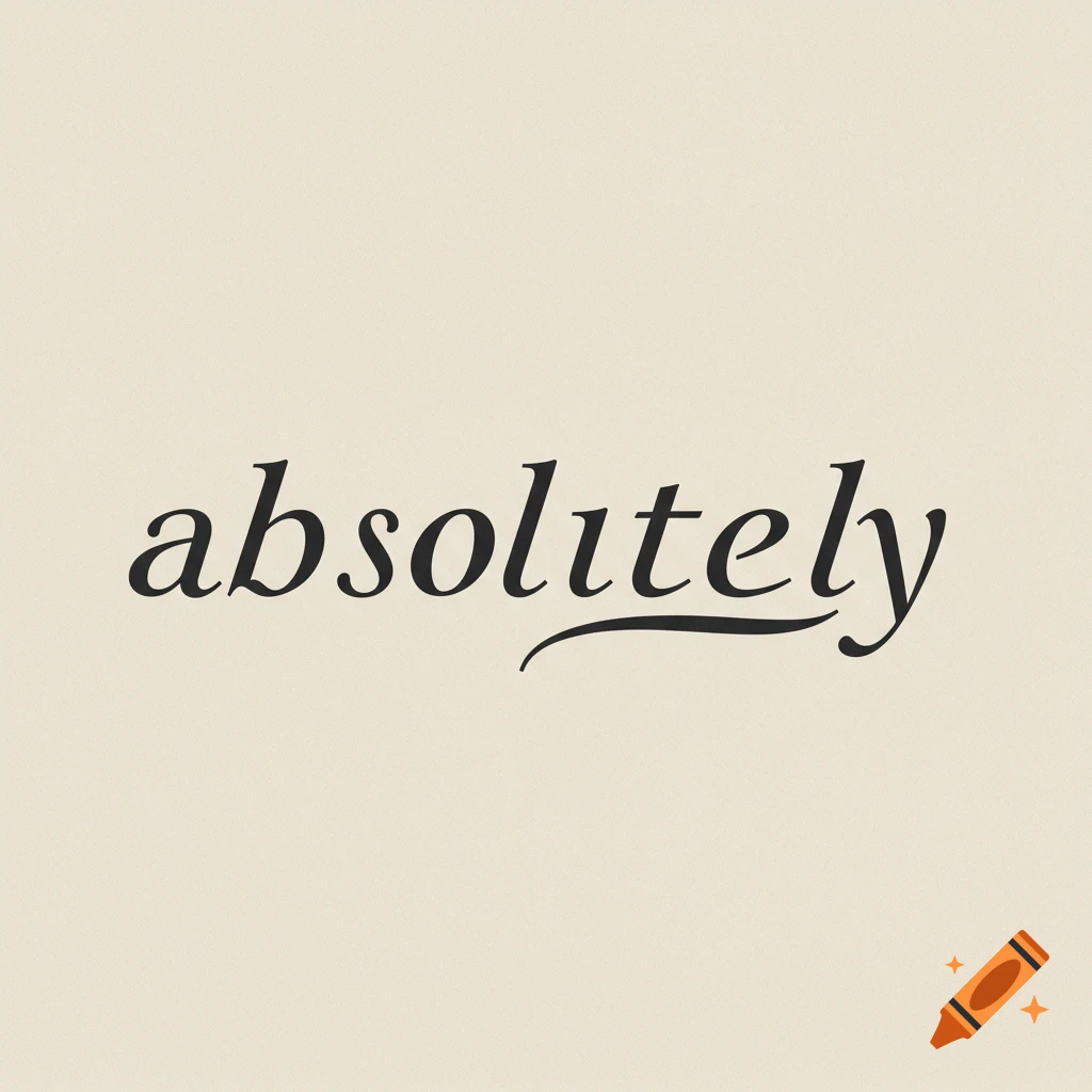 Word art showing the word absolutely in a script font.