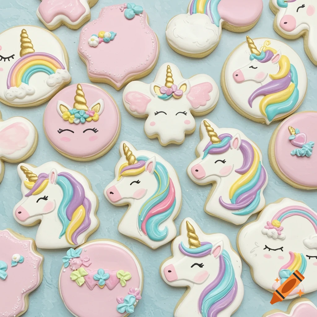 Unicorn decorated sugar cookies