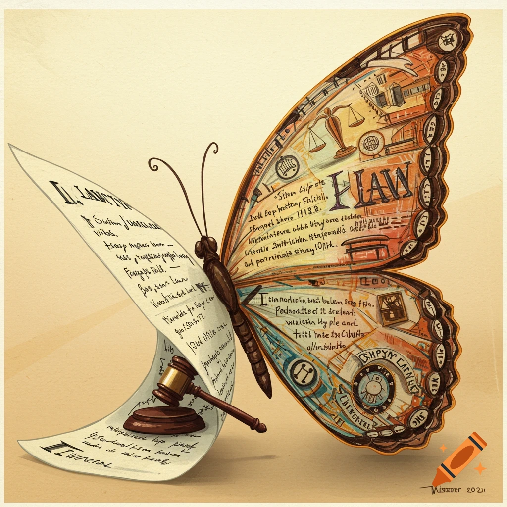 Bill turning into a law, butterfly metamorphosis concept