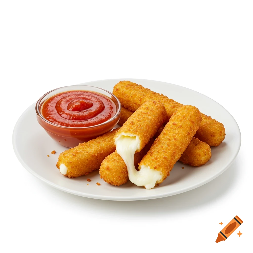 Mozzarella cheese sticks with marinara sauce