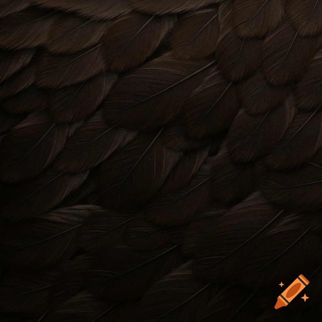 Close-up dark brown feather texture background
