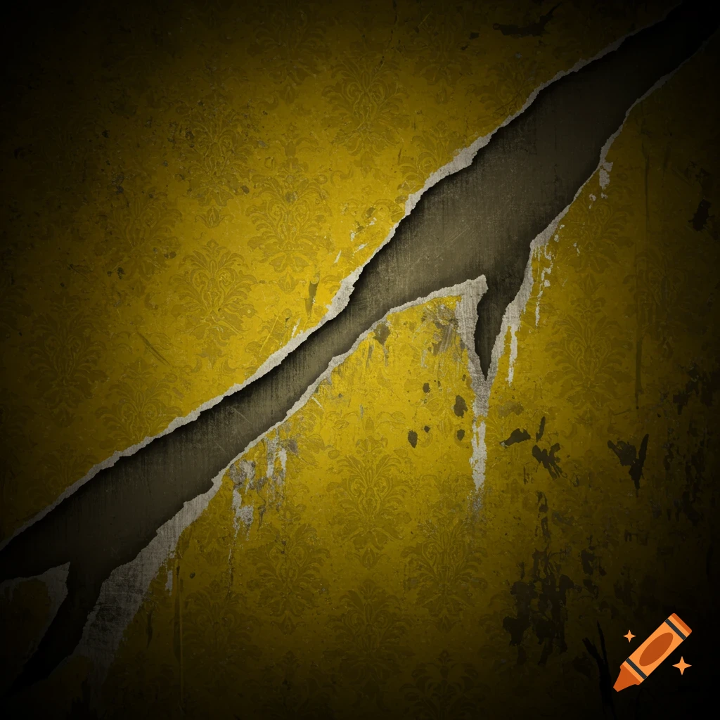 Torn and dirty yellow wallpaper