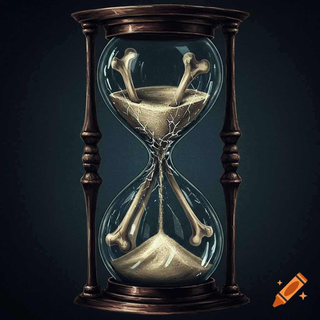 Hourglass with bones