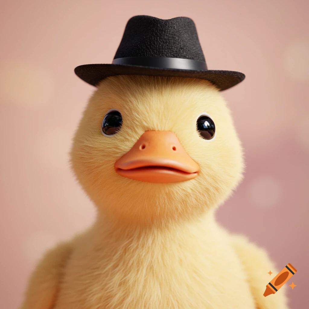Cute duck with black hat
