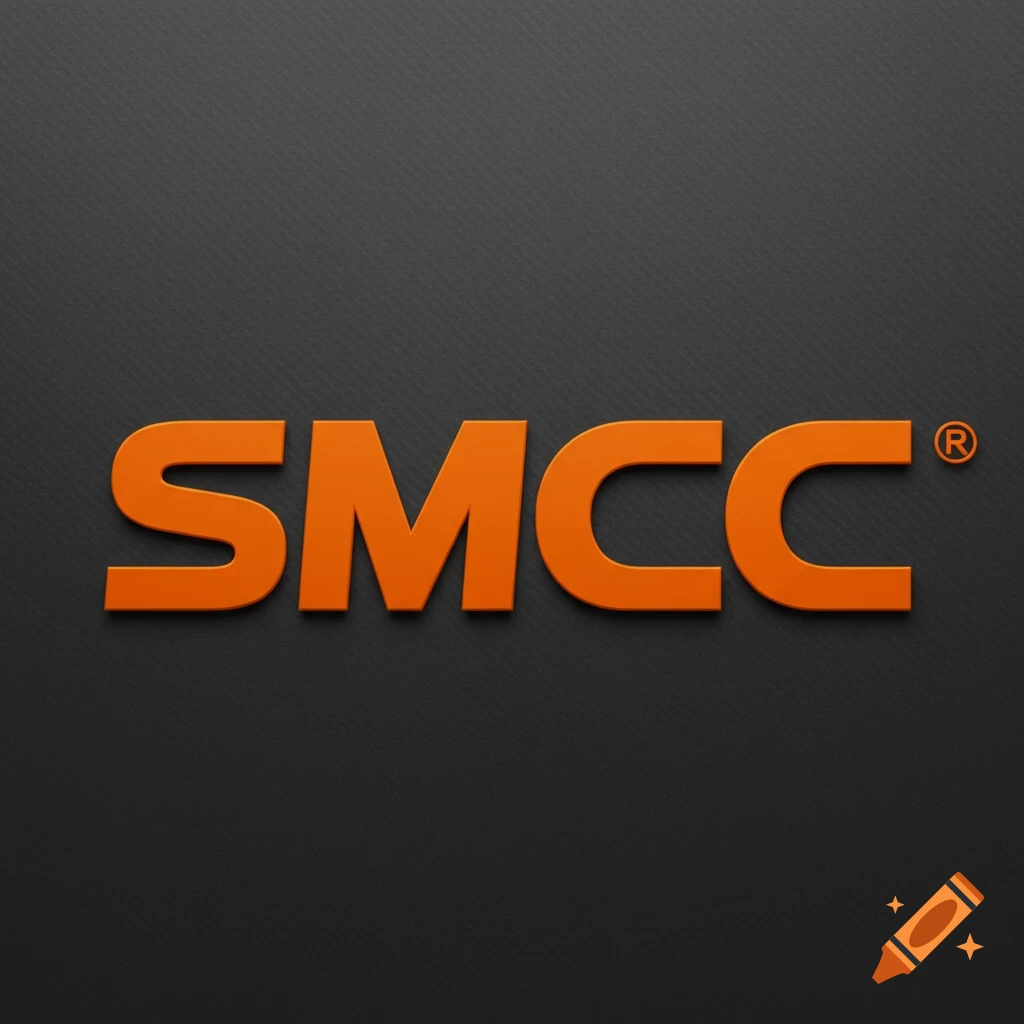 Orange logo with 'SMCC' and registered trademark symbol on dark gray background