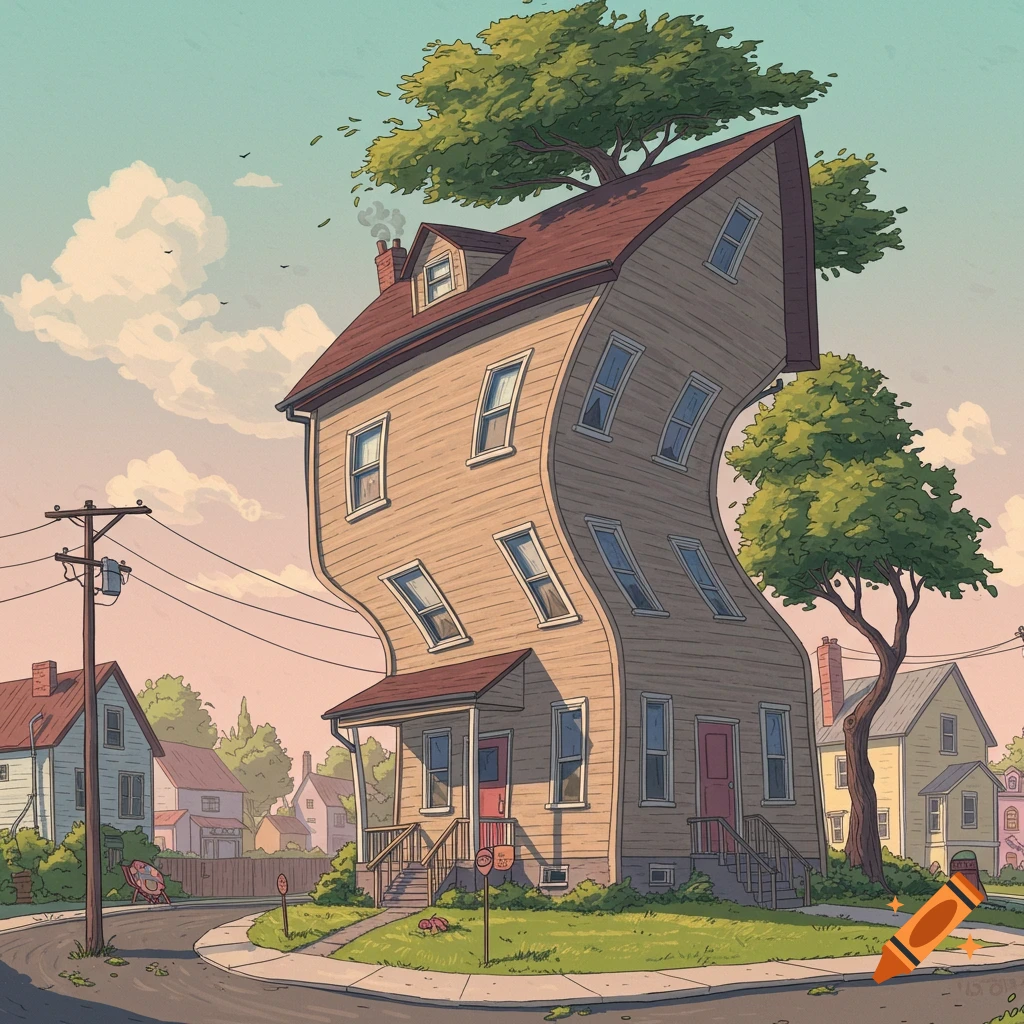 Windy house in a neighborhood