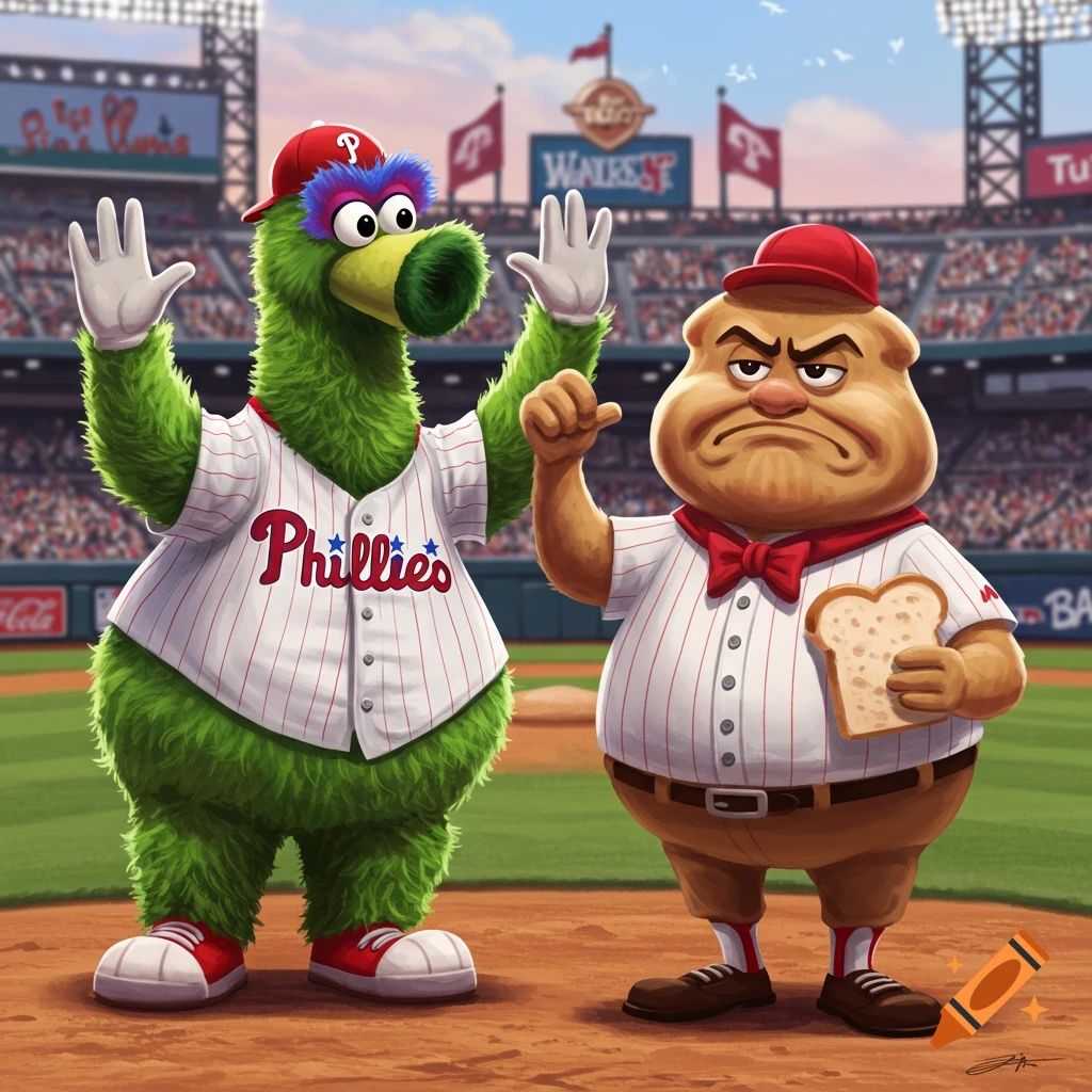 Phillie Phanatic and Bernd das Brot
