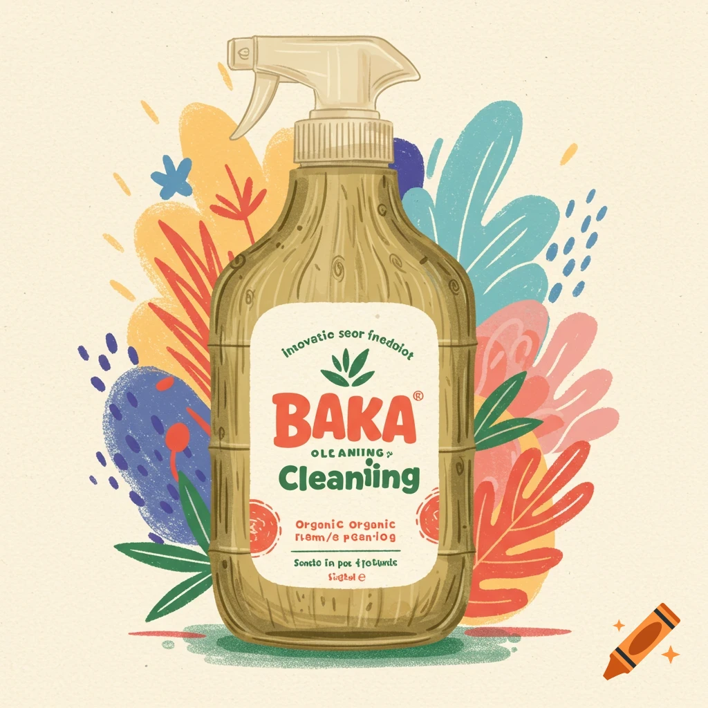 Baka Cleaning organic product bottle design