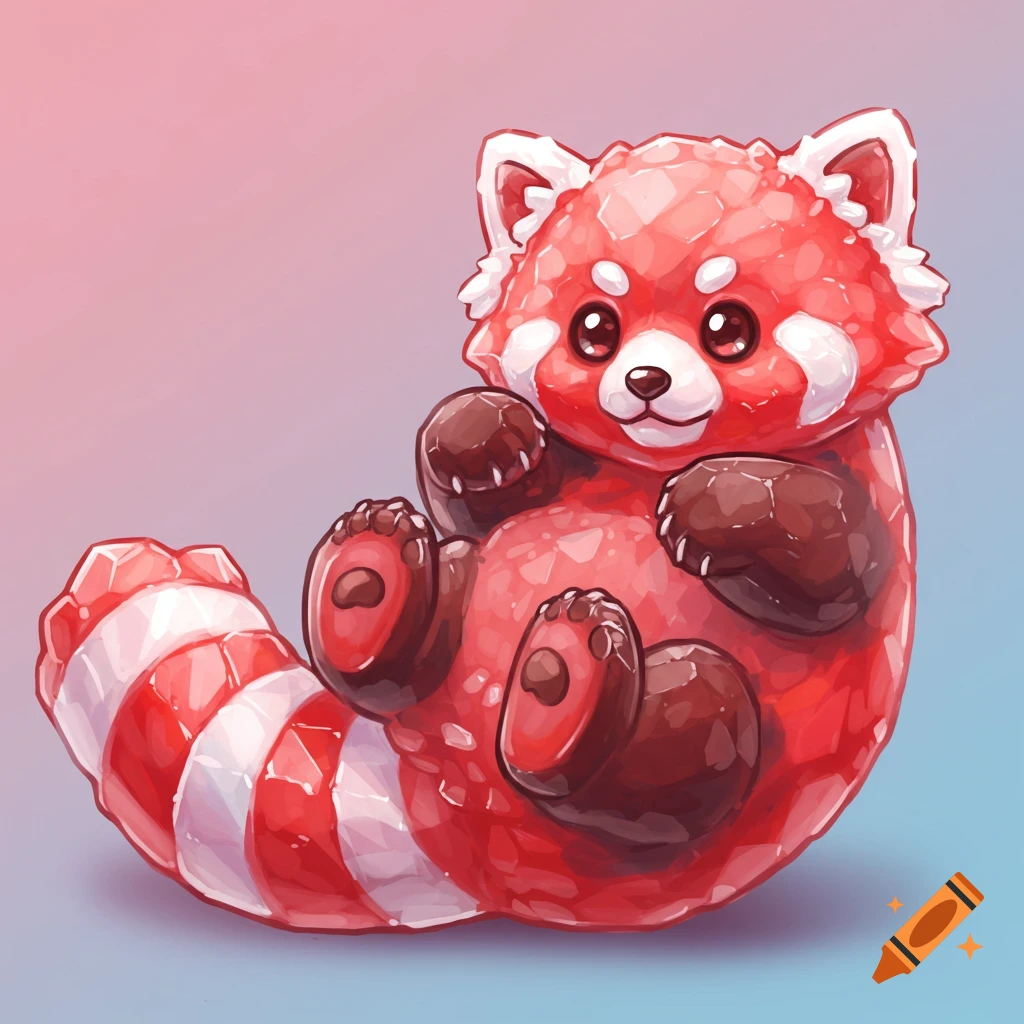 Cute red panda made of rock candy