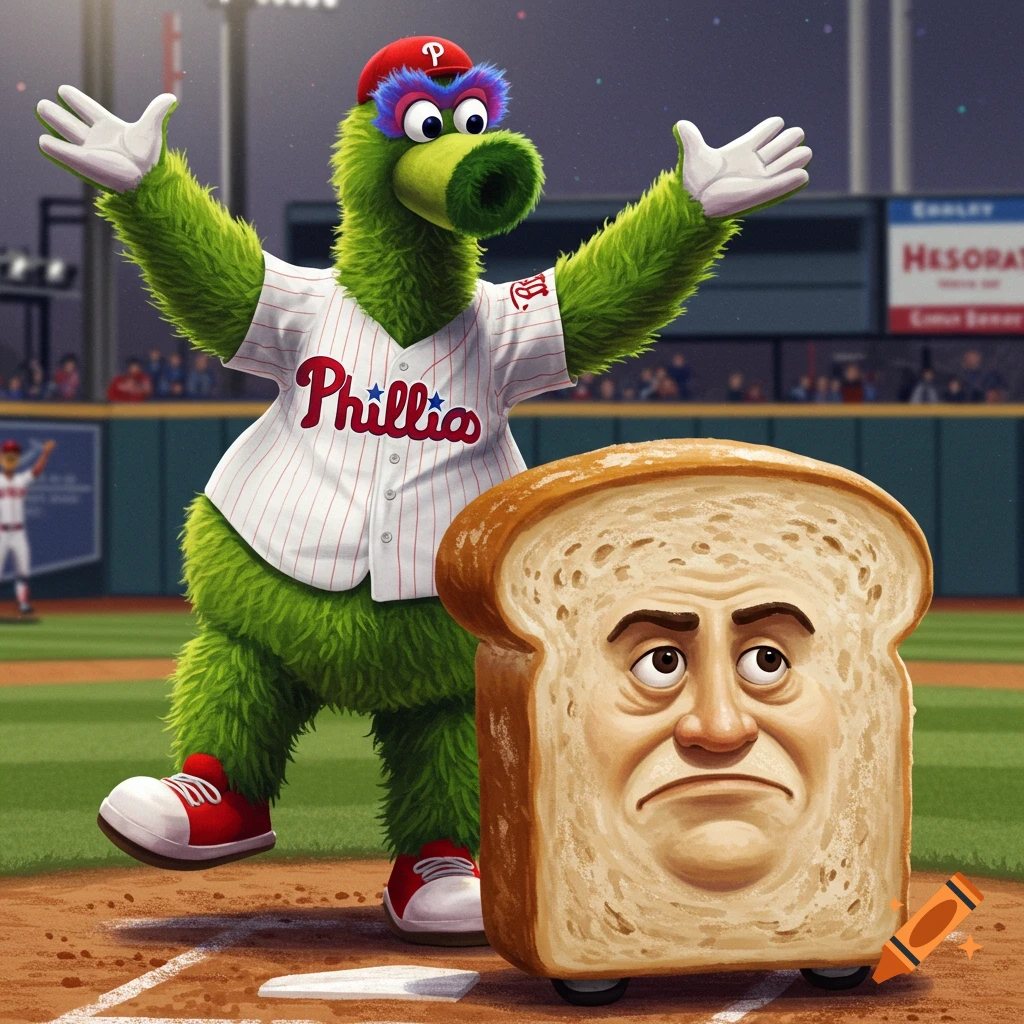 Phillie Phanatic and Bernd das Brot