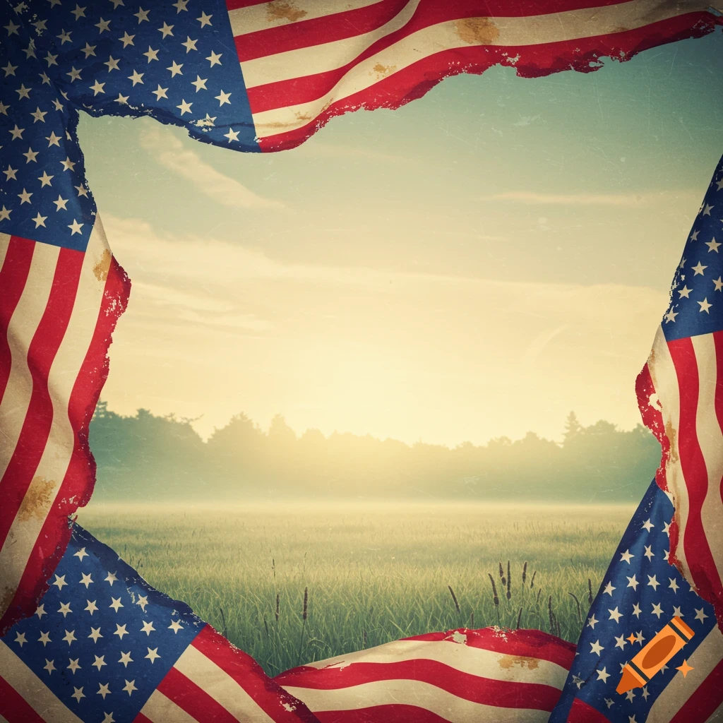 American flags background with rusty texture