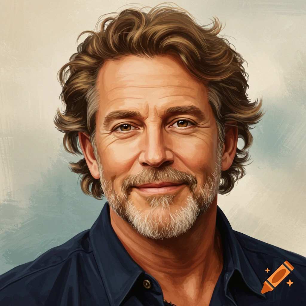 Portrait of a middle-aged man with brown hair and a beard.