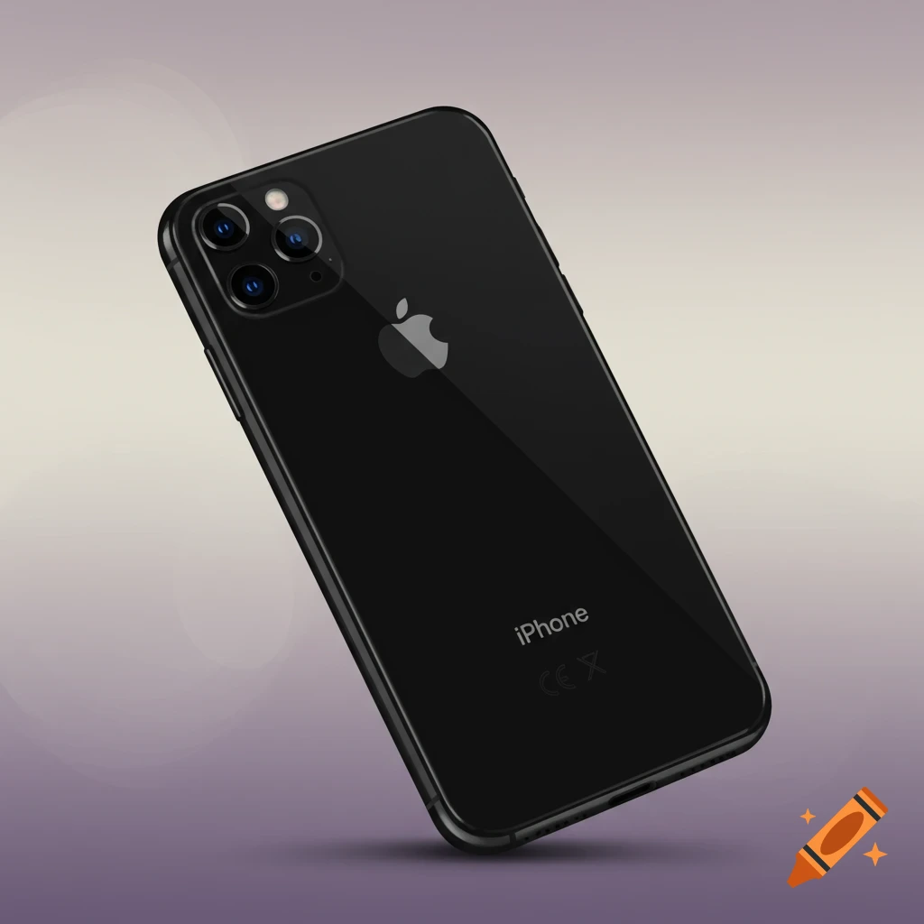 Black iPhone 16 with aesthetic background