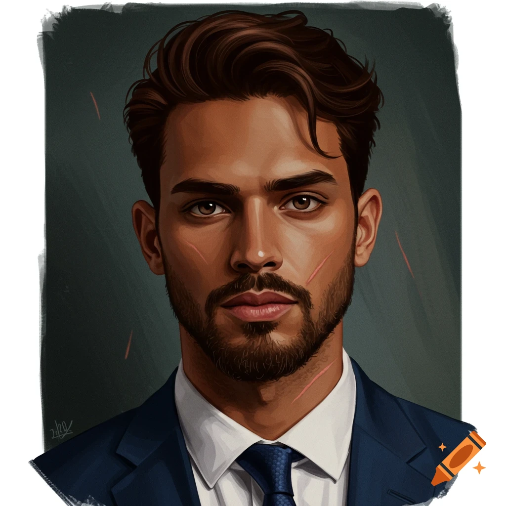 A man in a suit with brown hair, beard, and facial scars.