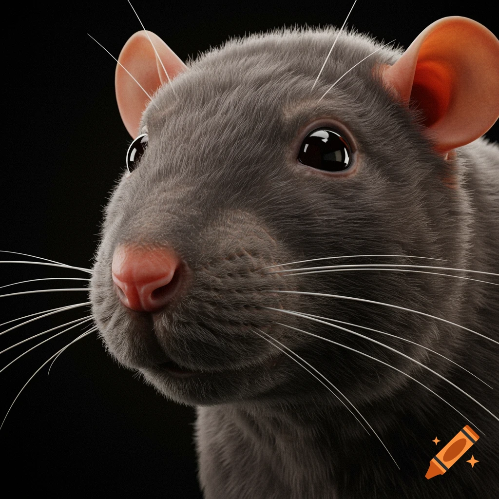 Close up 3D rat face rendering