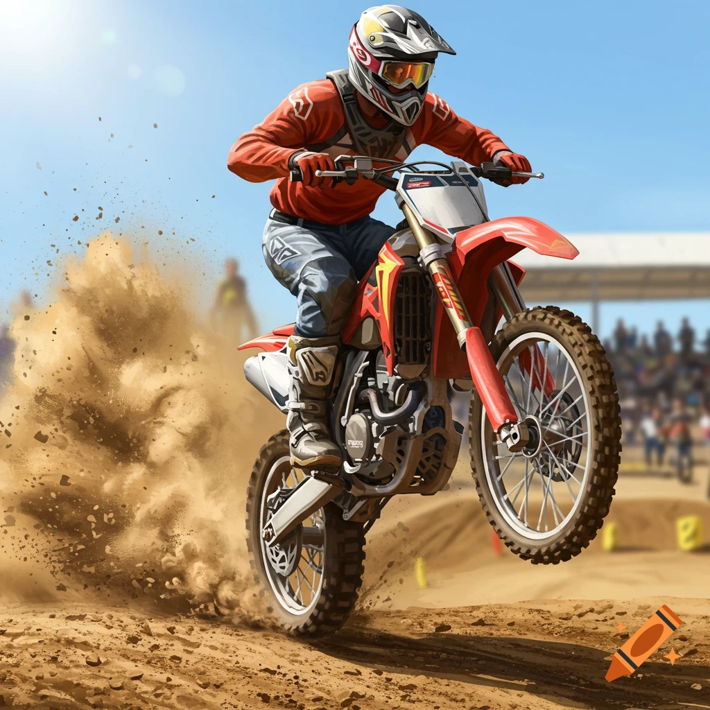 Motocross rider in action