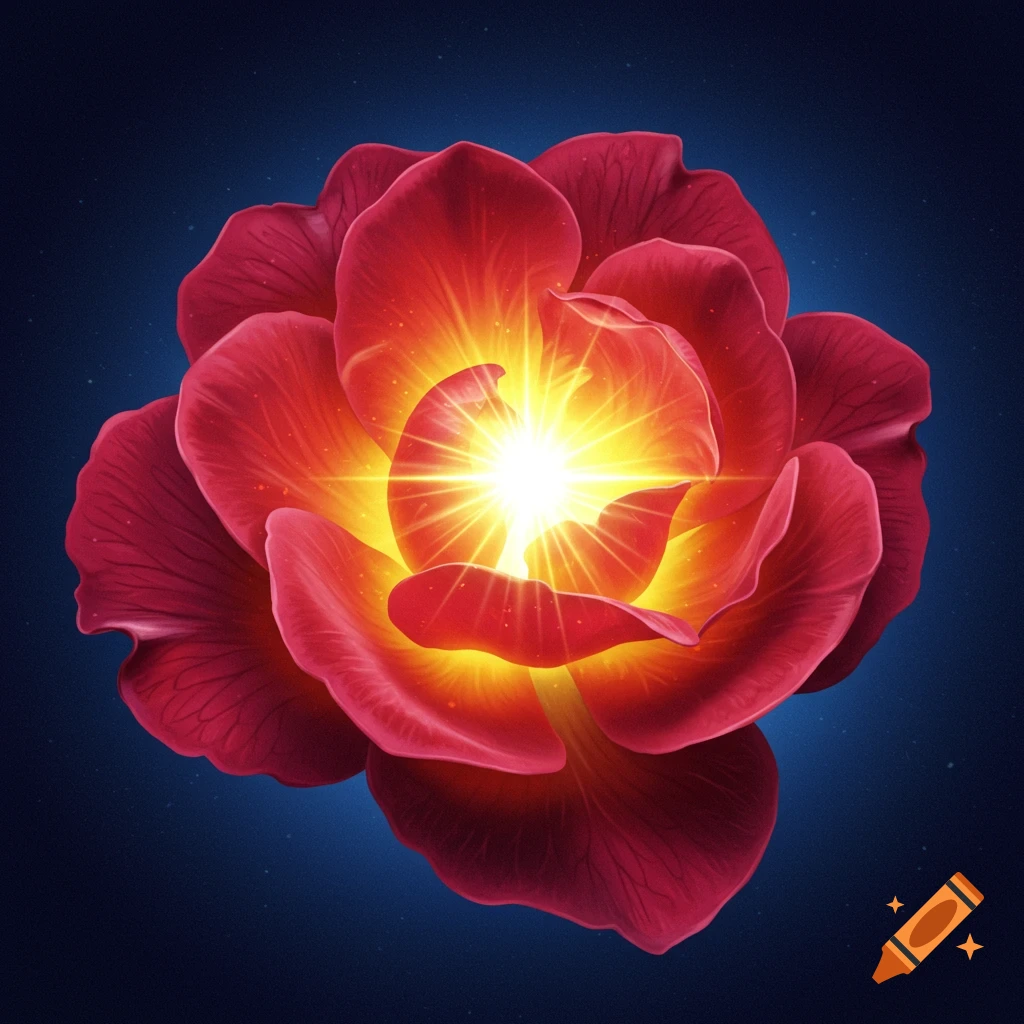 Light shining out of a blooming flower