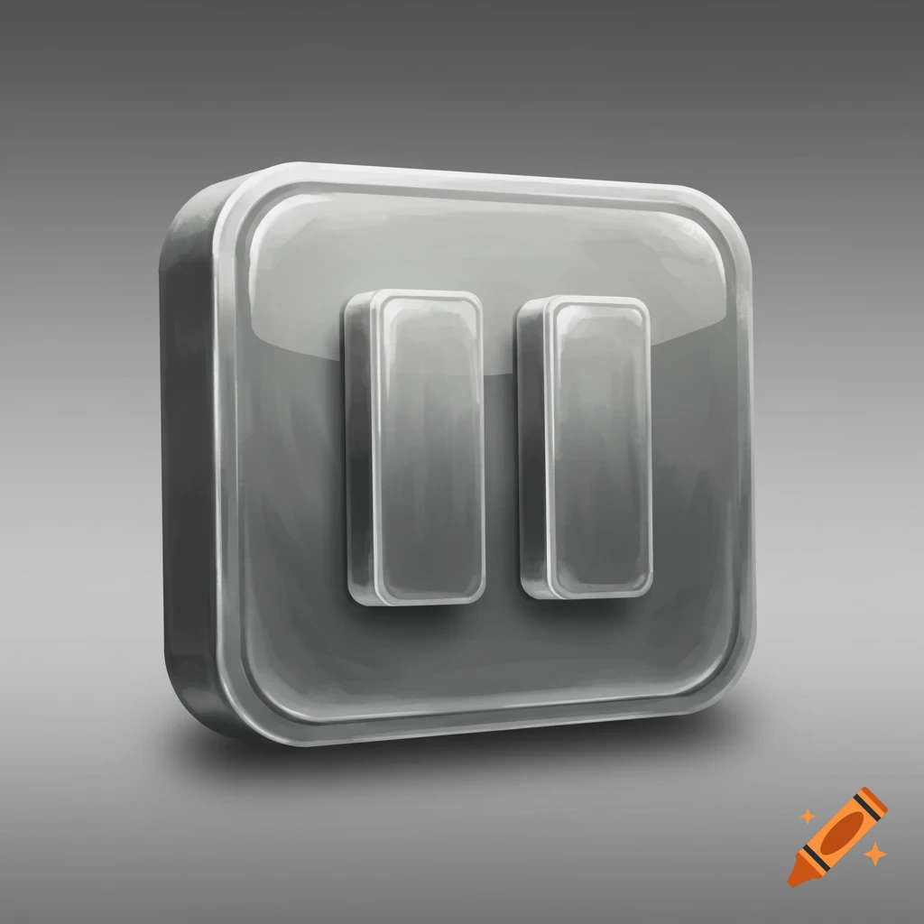 A glossy grey pause button icon.