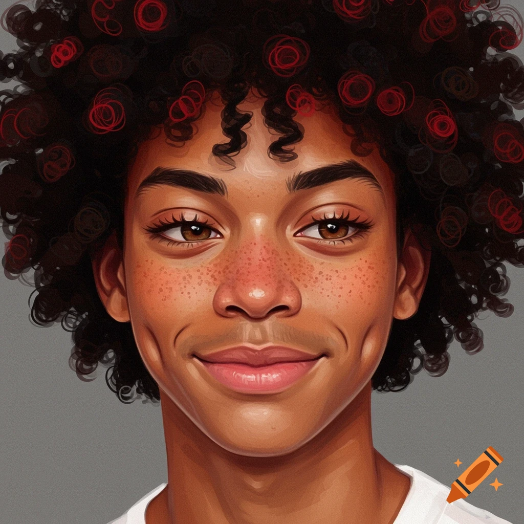A smiling young male with curly hair, freckles, and dimples.