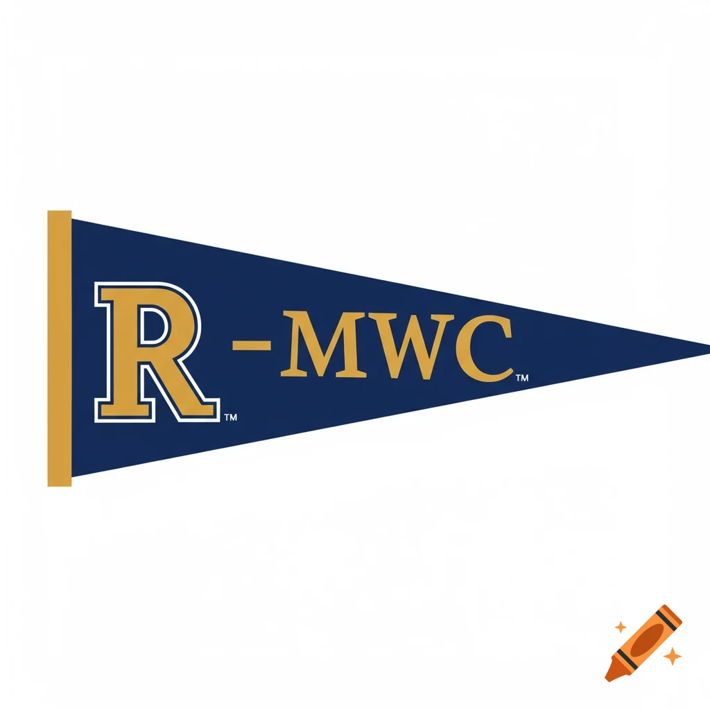 Randolph Macon Woman's College (R-MWC) pennant in gold and black.