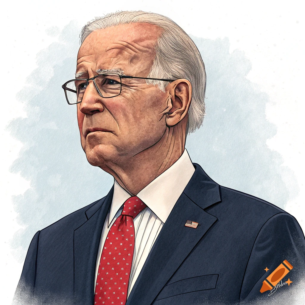 Illustration of Joe Biden wearing a suit and tie