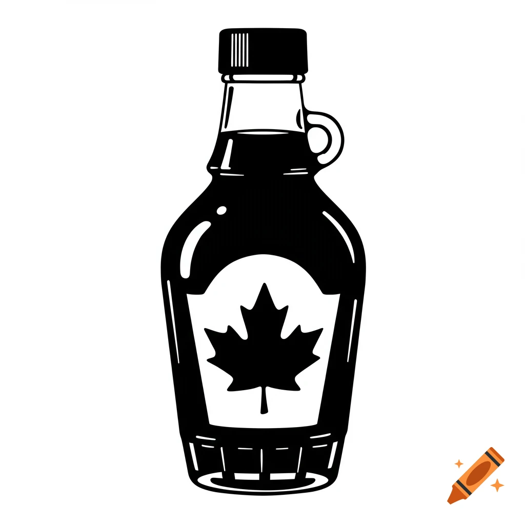 Maple syrup clip art, black and white design