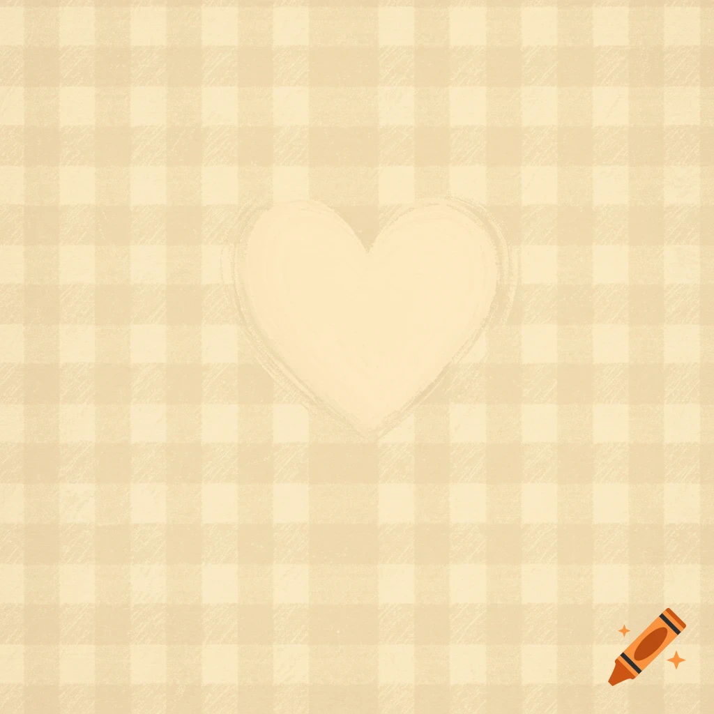 Cream heart on cream and tan gingham stripes