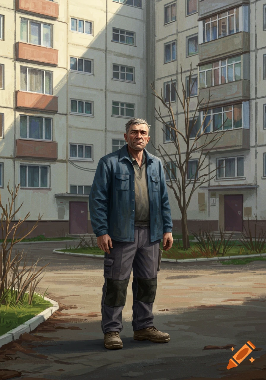 Builder standing in a yard