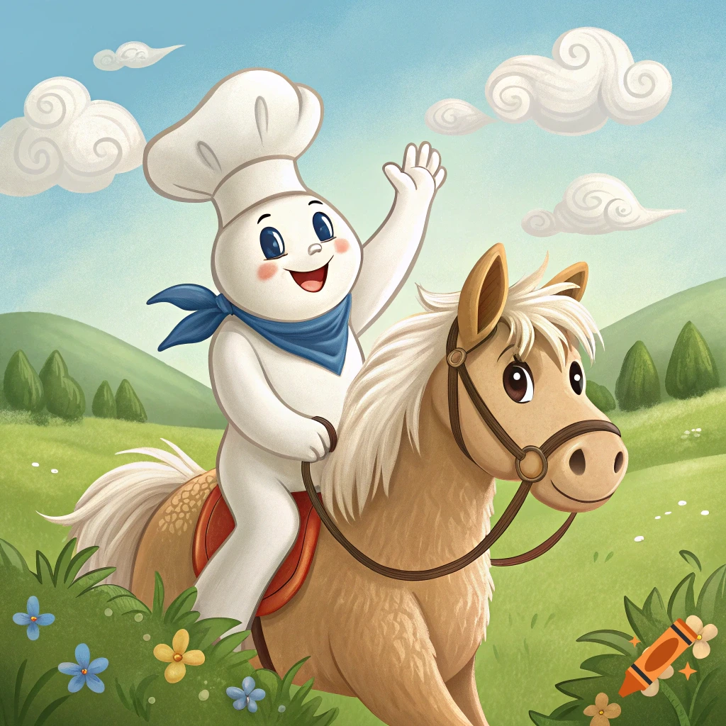 Pillsbury Doughboy riding a cute Pih