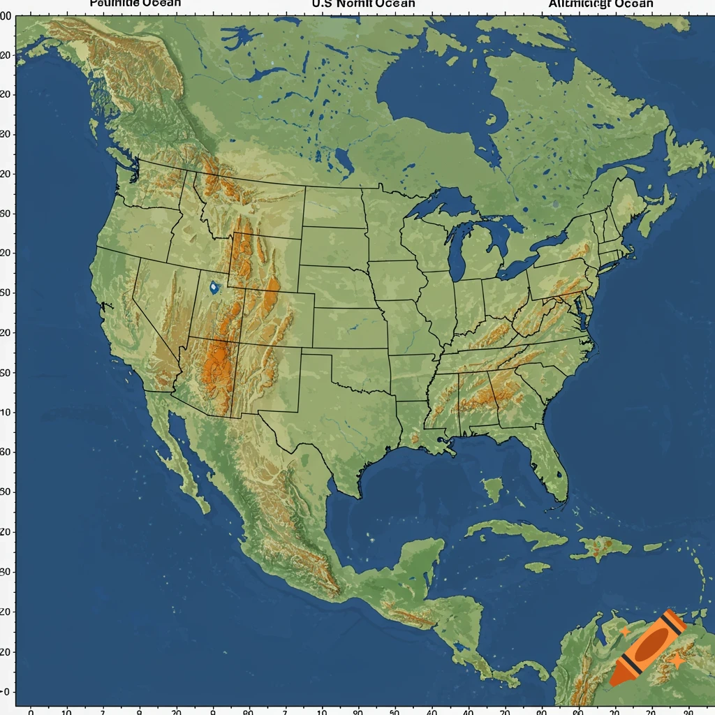 2D altitude change across the United States