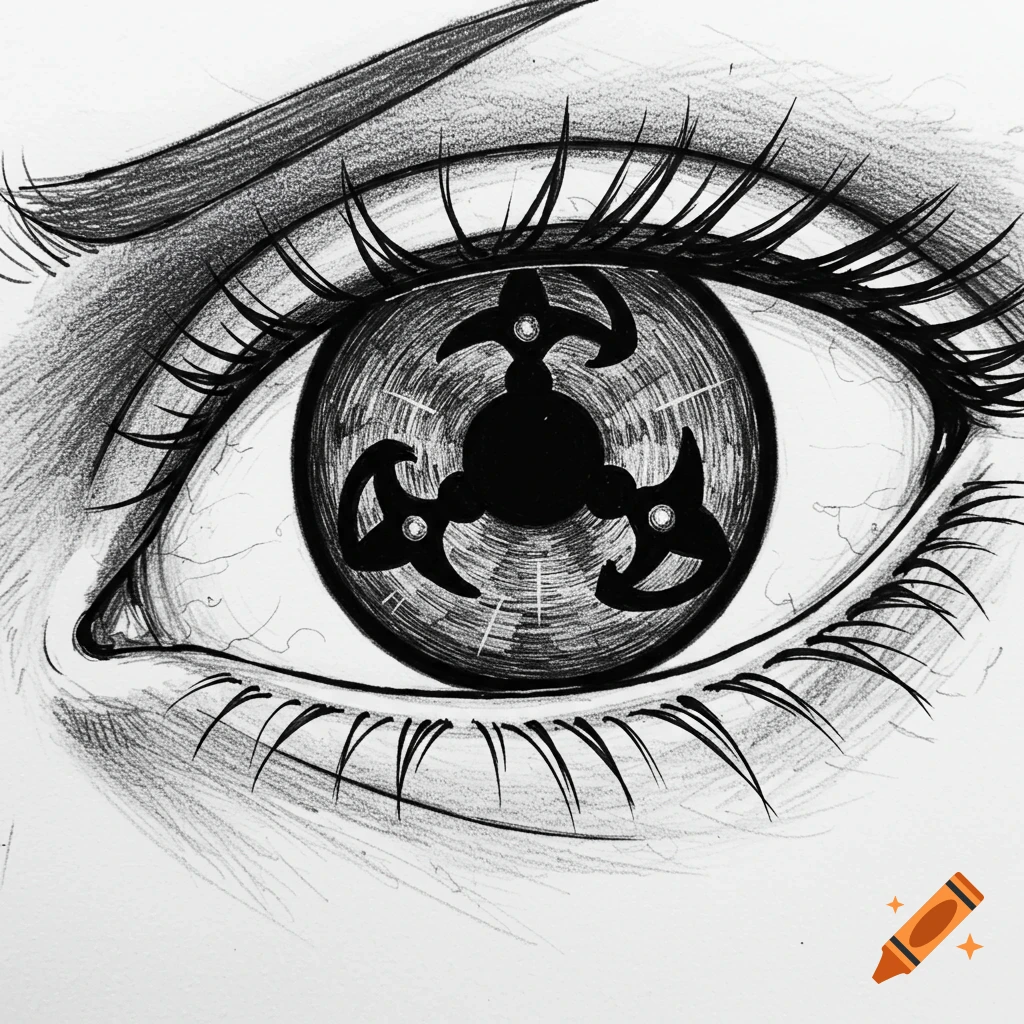 Sketch drawing of a Sharingan eye.