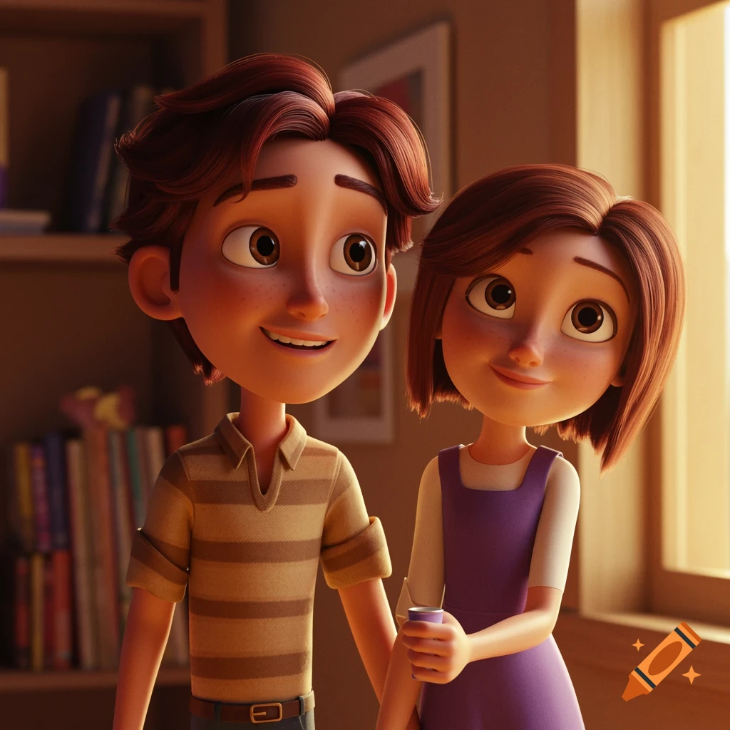 Pixar-style rendering from a photo analysis, likely featuring cartoonish or stylized characters and environments characteristic of Pixar animation studios, rendered in 3D.