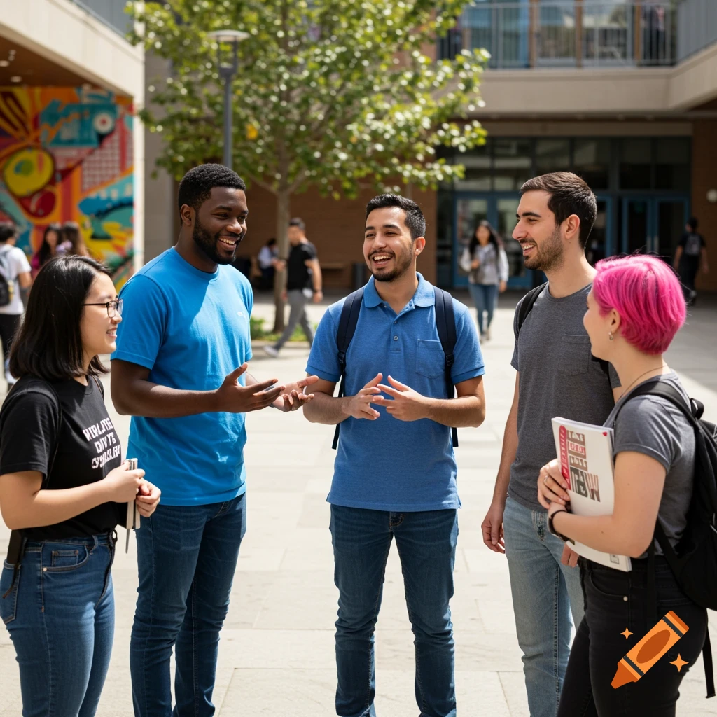 Diverse group of students interacting