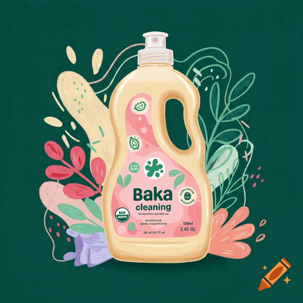 Baka Cleaning organic product bottle design