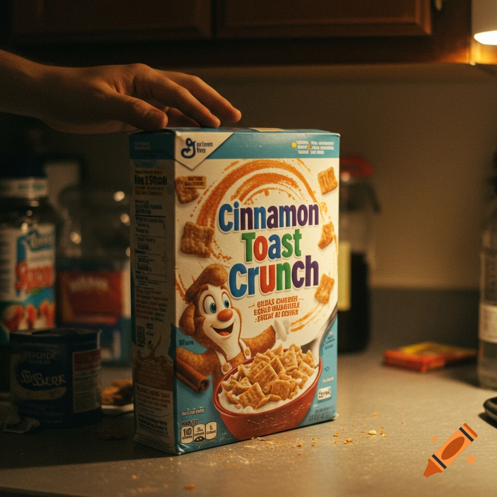 Cinnamon Toast Crunch cereal box, iPhone photo