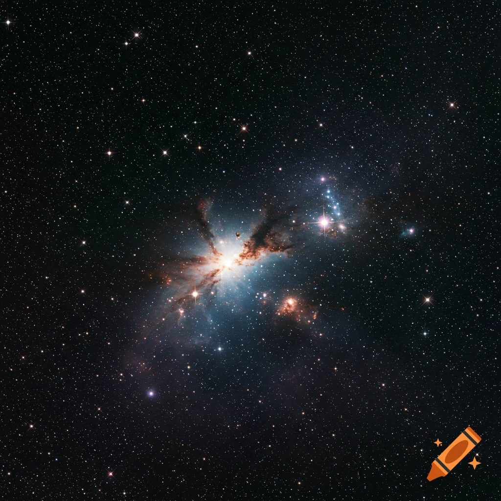 Bright nebula and stars in deep space.