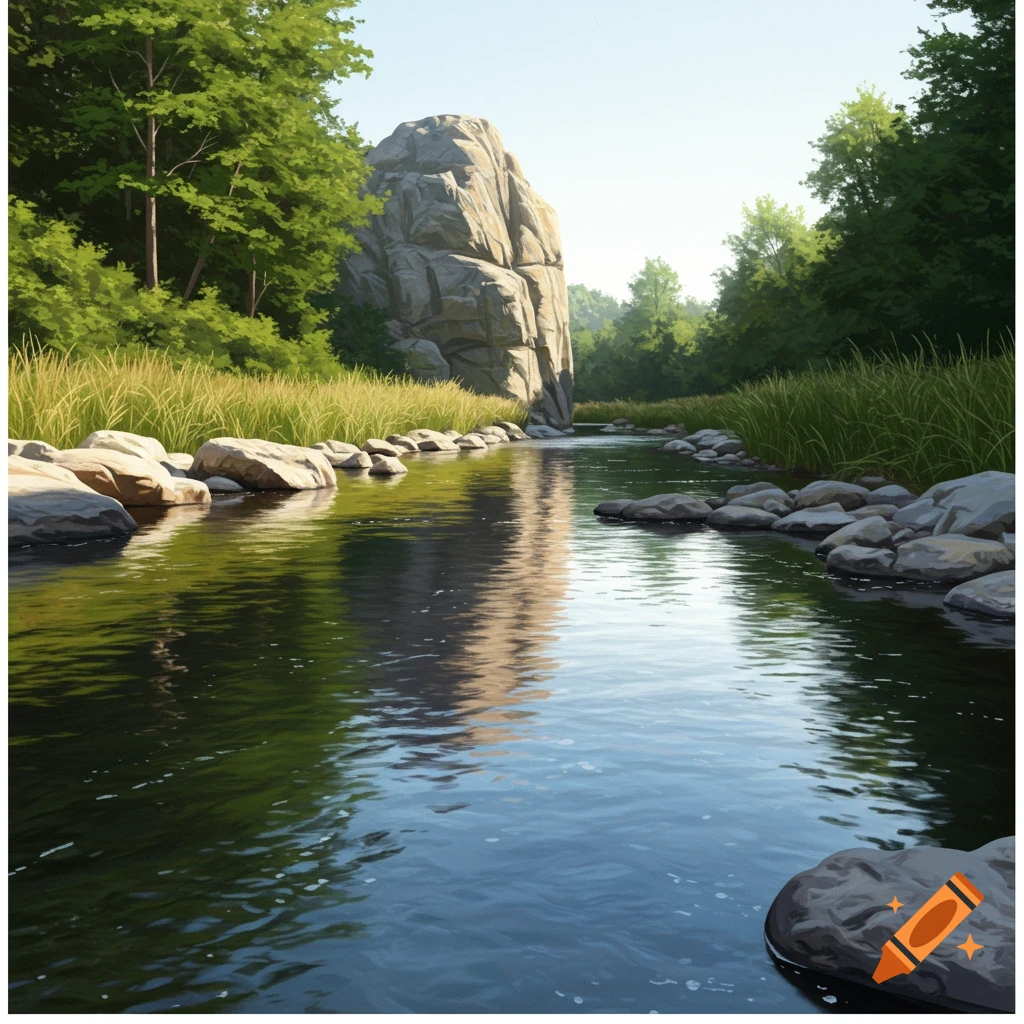 River with a rock