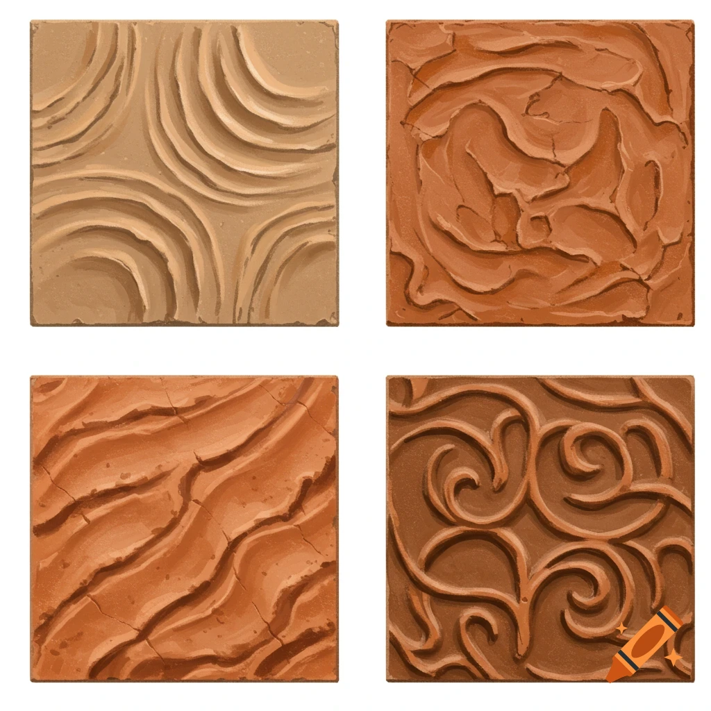 Textured clay tiles