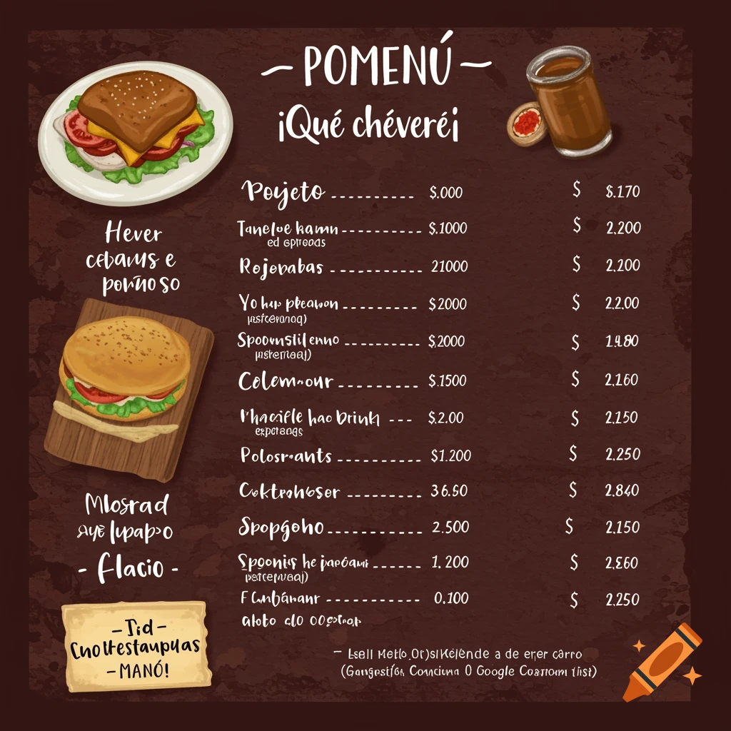 Restaurant menu project in Spanish