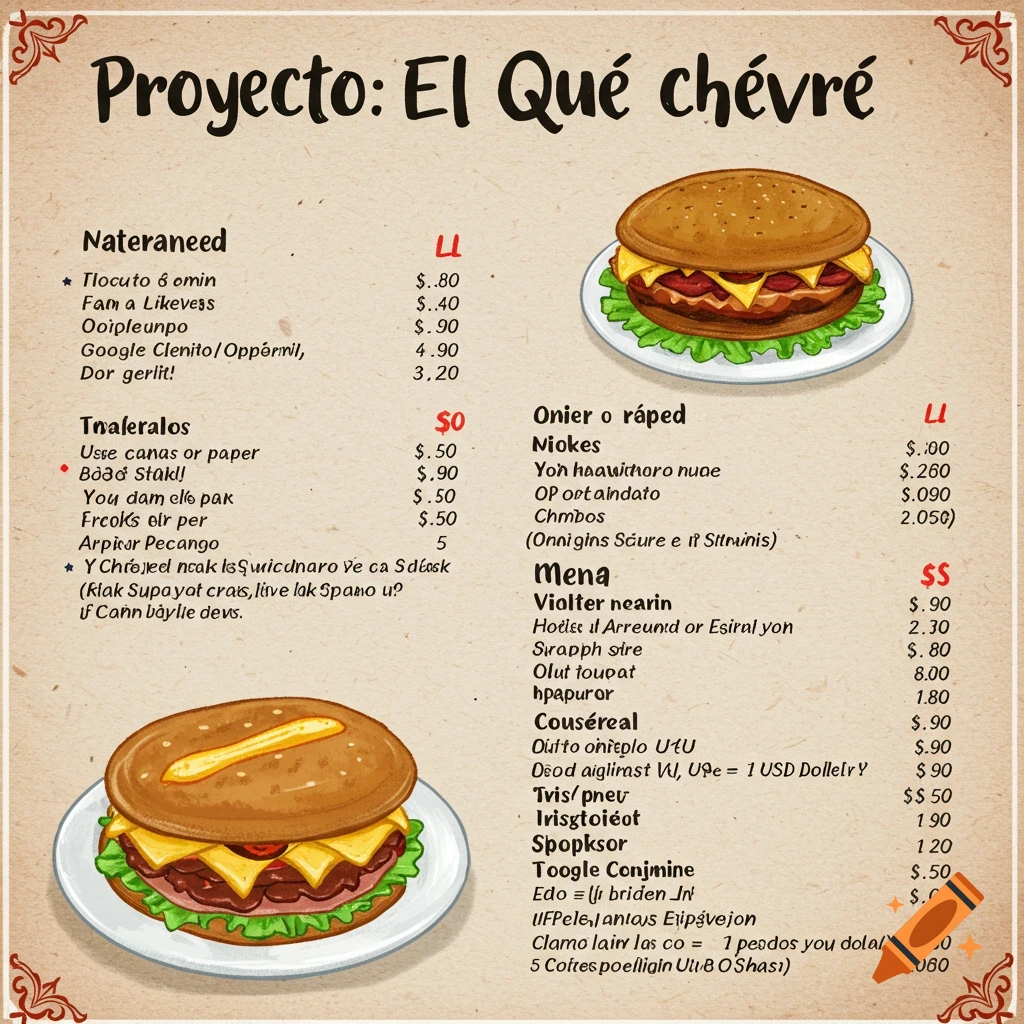 Restaurant menu project in Spanish